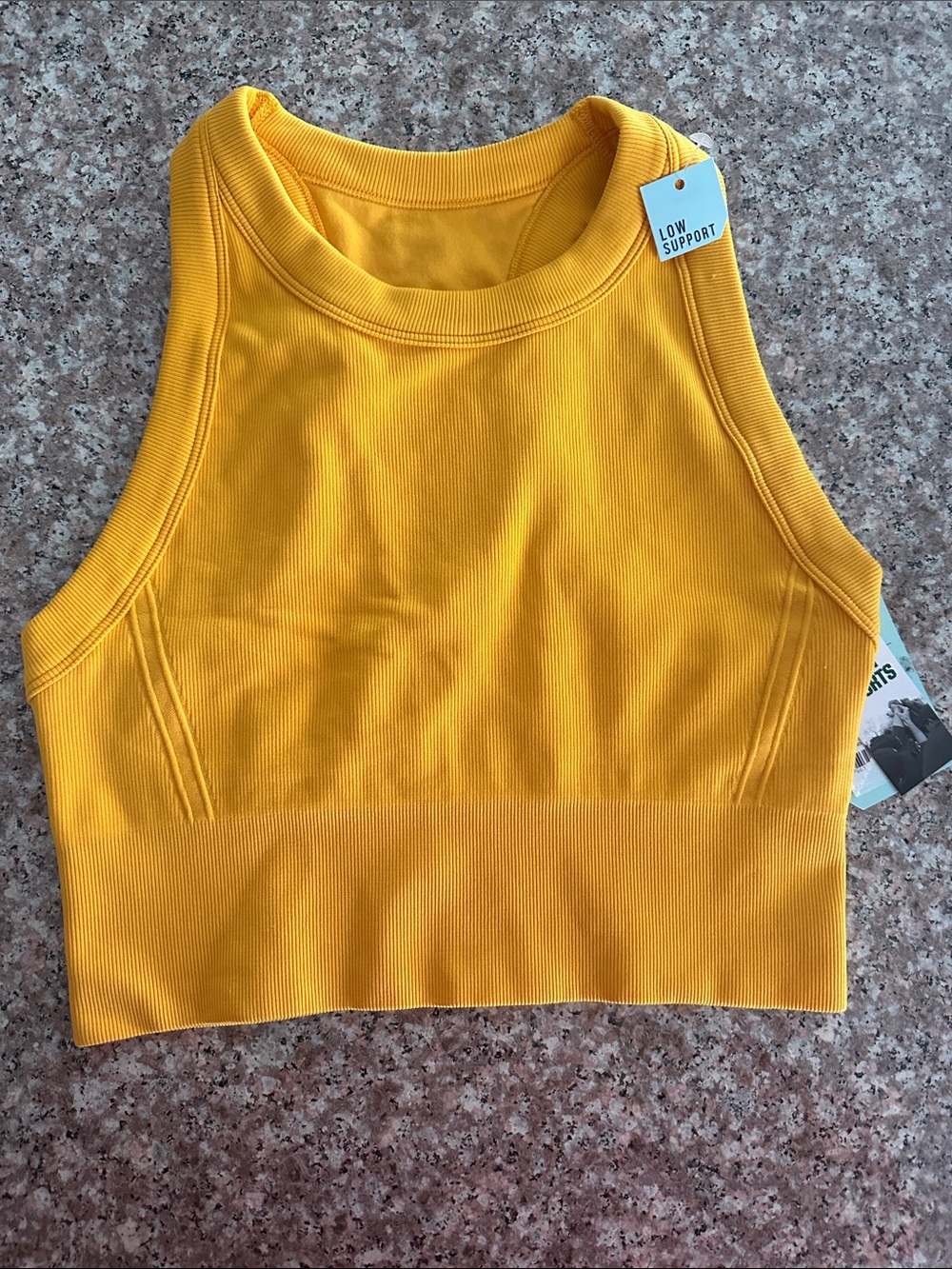DSG Golden Yellow Ribbed Racerback Crop Tank